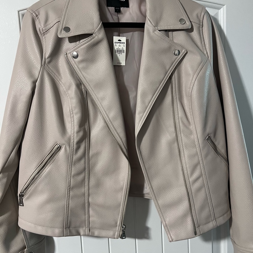 Express Women's Leather Jacket - Soft Beige